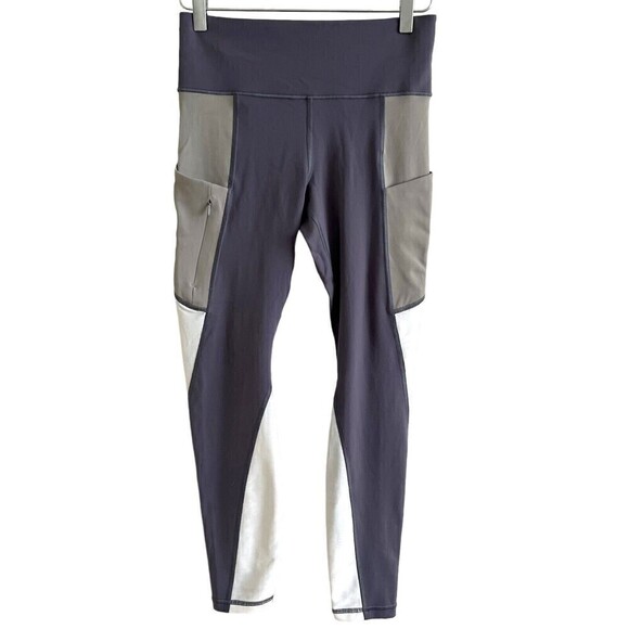 Athleta Colorblock Up for Anything Leggings Gray Grey White Size S Silver Bells - Picture 2 of 14